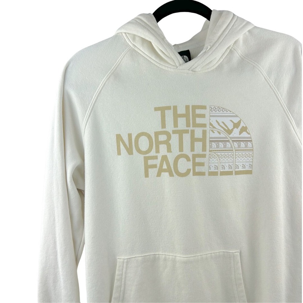 The North Face Cream Colored Hoodie –‎ Tan Logo Front Size Medium
